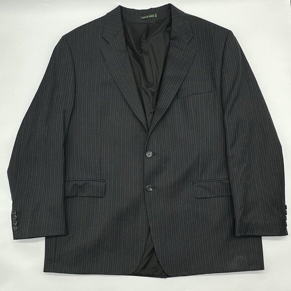 Lauren Ralph Lauren Size 46R Black Wool Pinstripe Single Breasted Suit Jacket - Picture 1 of 11